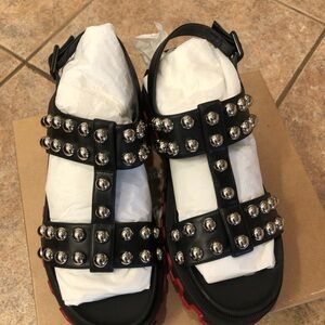 Christian Louboutin Black Sandals with Silver Studs Size 42/12